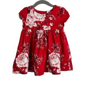 Baby Gap Empire Waist Red Floral Dress Girls 12-18 Months Toddler